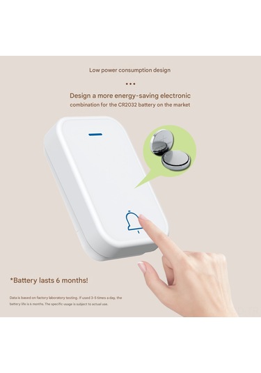 Samdoo Ev İçi Kablosuz Zil, 350m Uzak Mesafe, 4 Ses Seviyesi, 38 Müzik, Ip44 Su Geçirmez, 1 Verici + 1 Alıcı Avrupa Standartı