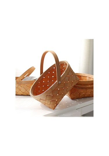 Xiaaokeji Saklama Sepeti Saplı Ahşap Saklama Sepeti Saklama Kabı Kahverengi