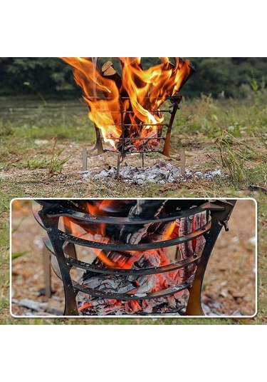 Pazly Kamp Ateşi İçin Katlanabilir Paslanmaz Çelik Şömine - Taşınabilir, 23,5x17,5x5,5 Cm, Gümüş Renk, Seyahat, Kamp, Bahçe Kullanımı
