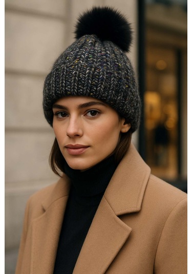 Ponpon Detay Kadın Bere Rkş-1142 Siyah Siyah