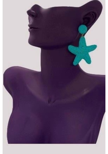 Turkuaz Renkli Deniz Yıldızı Küpe - Kadın Turkuaz
