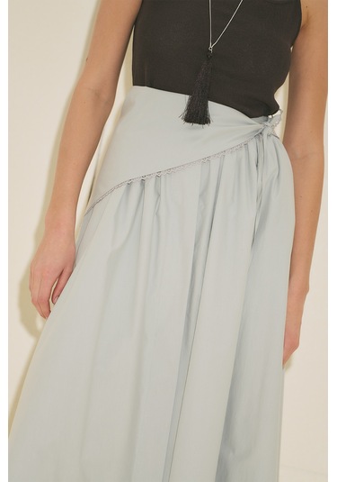 Manuka Önü Düğmeli Poplin Etek Mavi Ss26etk00001-22 Mavi