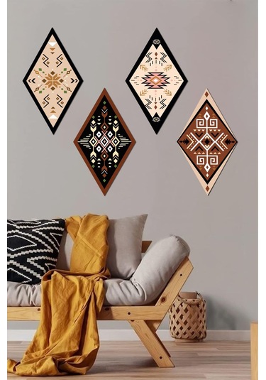 Dekorize Mdf 4 Parça 3 Mm Çerçeve Görünümlü Bohem Tablo 16283 28 X 4