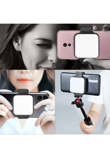 İki Renkli Led Arka Klipsli Taşınabilir Vlog Işığı Siyah Siyah