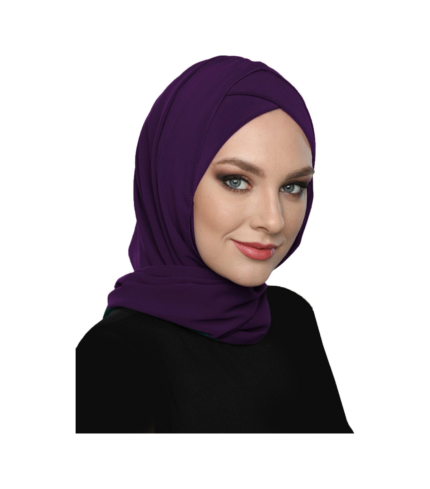 Şallı Takmatik Sade Mor Hazır Türban Tesettür Bone Namaz Örtüsü Mor