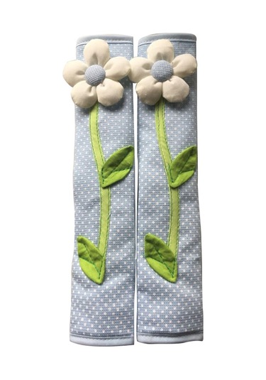 Flyeer 2 Adet Pastoral Çiçek Puantiyeli Kapı/buzdolabı Kulp Kılıfı Buzdolabı Kapı Kolu Eldiven Ev Dekor Mutfak Aksesuarları Mavi