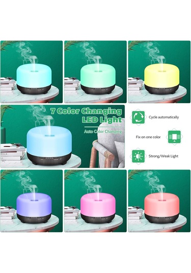 Uçucu Yağ Difüzör Aromaterapi Nemlendirici: 500ml Ultrasonik Aroma Hava Buharlaştırıcı Büyük Oda İçin Sessiz Sis Nemlendiricileri Küçük Bebek Yatak Odası İçin Uzaktan Kumanda Siyah-2pack