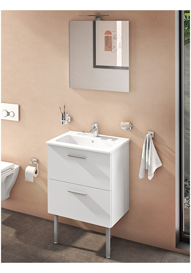 Vitra Mia 75071 Banyo Dolabı Seti Çekmeceli Ayaklı  Parlak Beyaz  60 Cm Çok Renkli