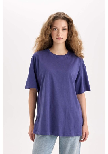 DeFacto Oversize Geniş Kalıp Bisiklet Yaka Baisc Düz Kısa Kollu Tişört V4136AZ25SMPR160 DeFacto Oversize Geniş Kalıp Bisiklet Yaka Baisc Düz Kısa Kollu Tişört V4136AZ25SMPR160