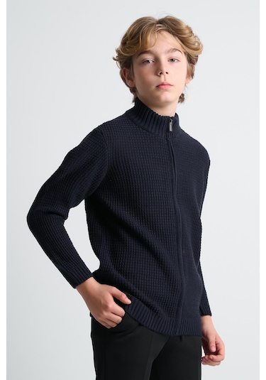 Alexandergardı Fermuarlı Dik Yaka Hırka Lacivert