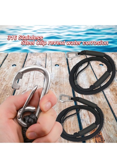 Esnek Tekne Bağlama Halatları - 2 Adet 60 Cm Kancalı Elastik Kayış 816 Kg Kopma Dayanımı , Atv, Tekne Ve Pikap İçin Karabinalı Bağlama Kayışı Seti