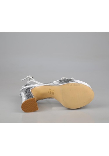 Feles 053-398 Gümüş Kadın Topuklu Ayakkabı Gümüş