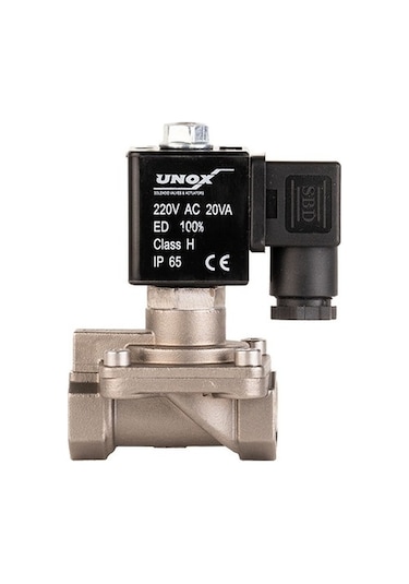 Unox Paslanmaz Genel Maksat Normalde Kapalı Solenoid Valf (0,5-16 BAR)