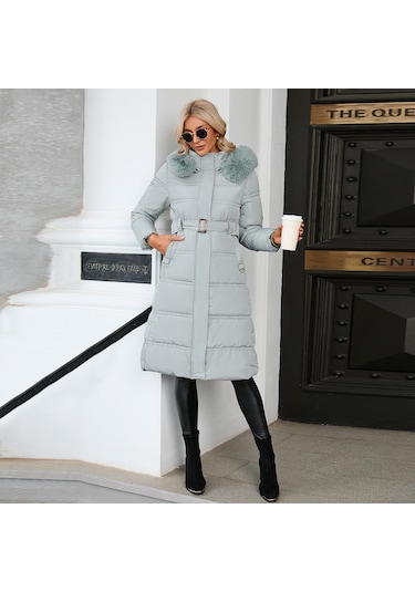 Sımıcg Kadın Uzun Fermuarlı Pamuklu Mont Mavi Açık Mavi