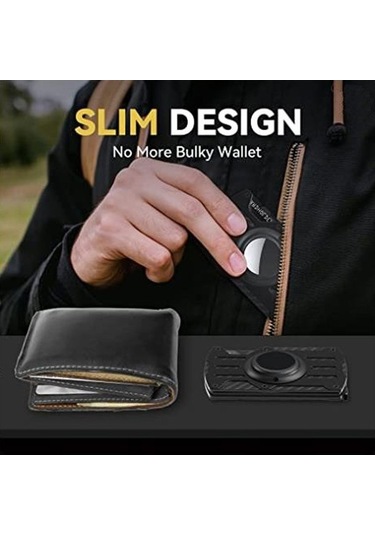 Xianwen Airtag İçin Erkekler Ultra İnce Tracker Kart Tutucu Rfıd Siyah