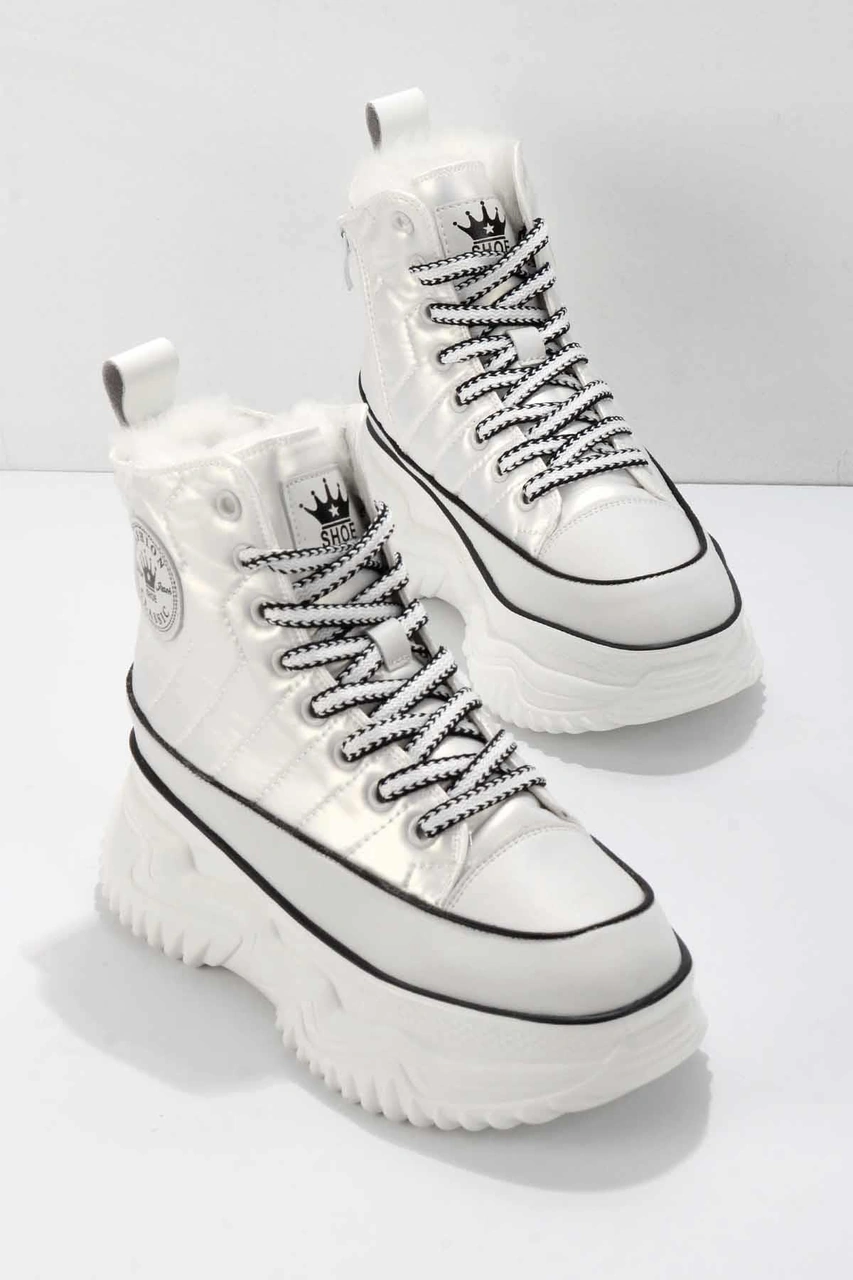 Beyaz Hakiki Deri Kadın Bot & Bootie K02185035608 Beyaz