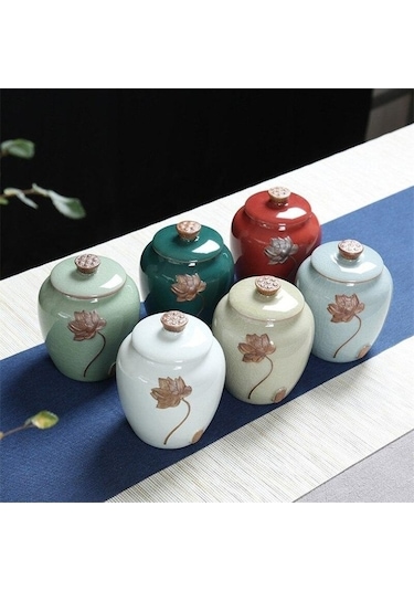 Pazly Seramik Emaye Çay Caddy, Büyük Çay Paketleme Kutusu, Mühürlü Şeker Kavanozu, Porselen Gıda Kabı, Model H Diğer