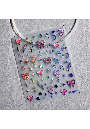 Yıldız Ay Aşk Kalp Kolye Kavisli Çizgi Ark Sıcak Damgalama Retro 5d Nail Art Etiketler Dekorasyon Yapışkanlı Manikür Çıkartmaları Dıy Elmas H Renk