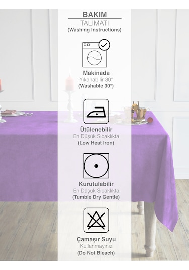 Daily Series Kadife Dokulu Menekşe Moru Masa Örtüsü Menekşe Moru