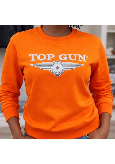 Top Gun Nakıslı Sweat Turuncu Turuncu