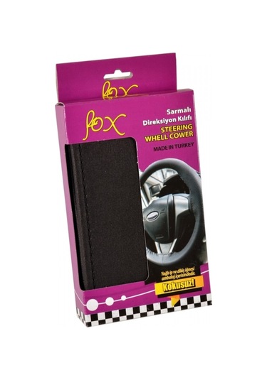 Fox D-121 Dikmeli Düz 38 Cm Siyah Direksiyon Kılıfı