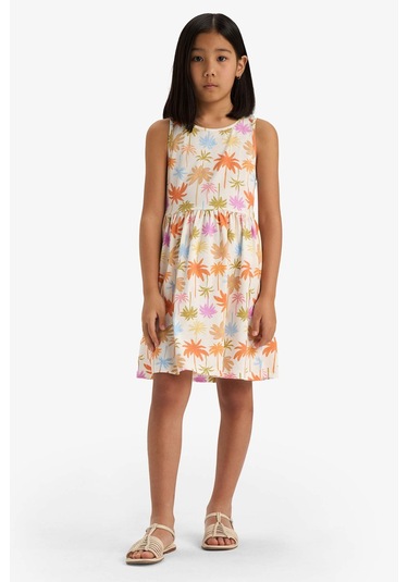 DeFacto Kız Çocuk Bisiklet Yaka Çiçek Desenli Kolsuz Yazlık Elbise B4338A825SMER235