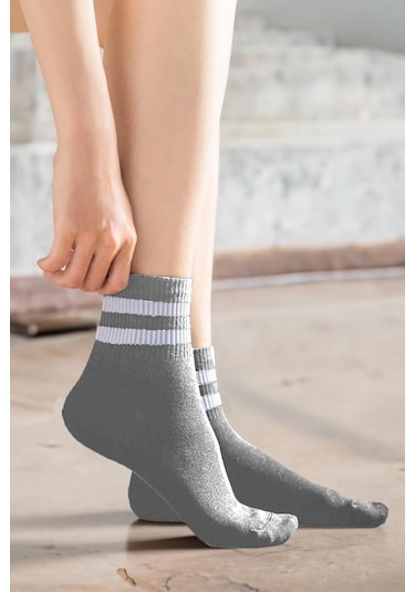 Çizgili Tenis Çorabı Kolej Çorap Unisex 2 Adet 001