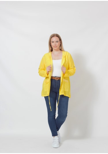Moda Berray B027 Cebi Pullu Kapüşonlu Gömlek Sarı Sarı