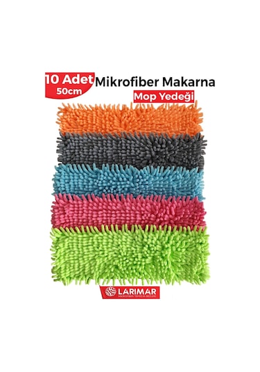 Larimar Makarna Mop Mikrofiber Yedek Paspas Temizlik Bezleri 10'lu 50 CM
