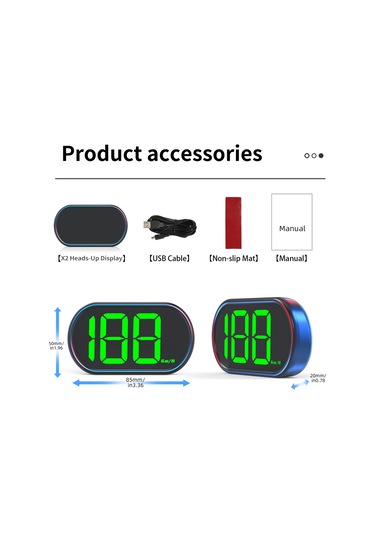 Teltree 3 İnç Gps Yüksek Kaliteli Görüntüleyici, Yeşil Metinli Mph Hızı Gösterimi, Plug&play Abs Siyah Ekran