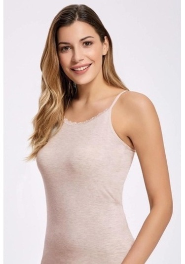 Ilke Kadın Likralı Dantelli Ip Askılı Atlet 246- 6 Adet