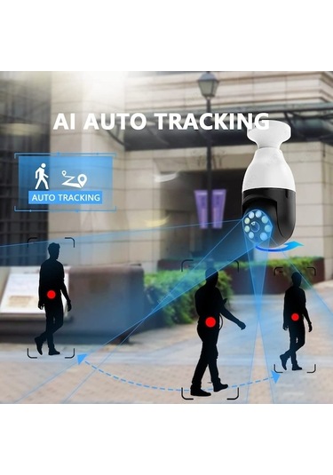 Flybuy 360 Derece Ampul Kamera Wifi İç Mekan, 2.4/5ghz Ve 5ghz Wifi Ampul Kamera, 1080p Ampul Kamera Tam Renkli Güvenlik Kam