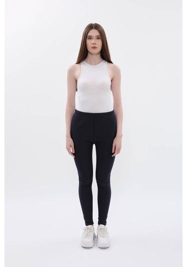 Kadın Yüksek Bel İçi Polarlı Tayt Lacivert