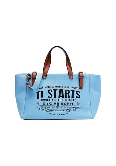 Mavi Yogodlns Kadın Tote Çanta Moda Mektup Büyük Kapasiteli Kanvas Omuz Çantası Rahat Büyük Çanta Mavi