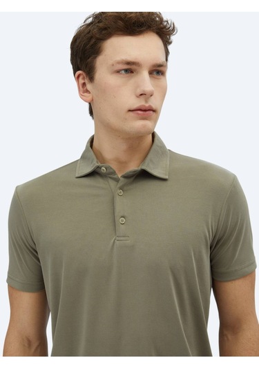Haki Düz Polo Yaka T-shirt Haki