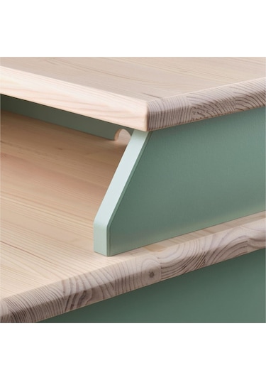 Olderdalen Komodin, Yeşil, 47x43 Cm Masif Ahşap Modern