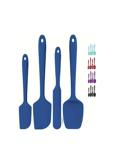 Chenkestoreone 4 Adet Mor Yüksek Isıya Dayanıklı Silikon Spatula Seti: Yapışmaz Pişirme Ekipmanları İçin Esnek Mutfak Karıştırma Ve Pişirme Aparatı Mor