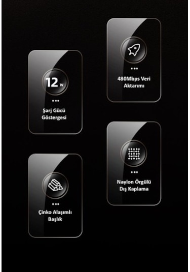 Usams Us-Sj543 Dijital Göstergeli,Çipli,Örgülü, 1.2M 2.4A Lightni