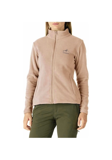 Genıus Store Kadın Tam Fermuarlı Kalın Outdoor Polar Ceket Somon