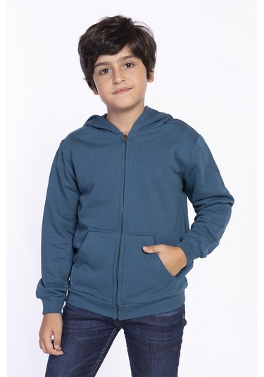 Toontoy Kız Ve Erkek Çocuk Kanguru Cepli Hırka Gri