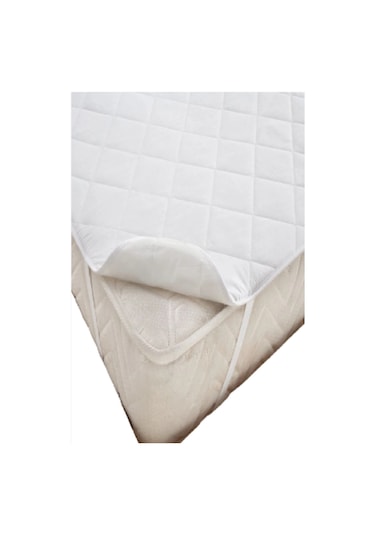 Bebesi Yatak Koruyucu Kapitoneli 90x190 Cm Tek Kişilik Köşe Lastikli Beyaz
