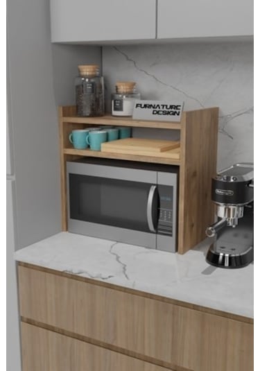 Tezgah Üstü Mikrodalga Fırın Rafı Mutfak Organizer Atlantik Çam