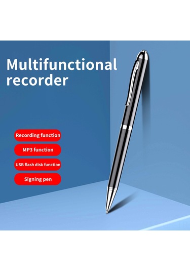 Singree 8gb Ses Kaydedici Kalem - 36 Saat Kayıt Süresi, 10m Mesafe, Usb Şarjlı, Yazma Özelliği, Wav/mp3 Desteği, Siyah/gümüş