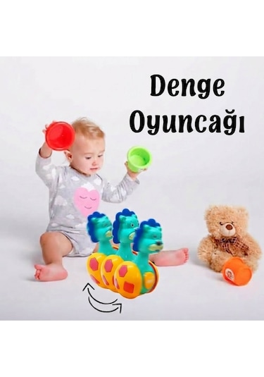 Sevimli Aslan Hacıyatmaz Oyuncak Sarı - Sesli Ve Çıngıraklı Sallanan Bebek Denge Oyuncağı