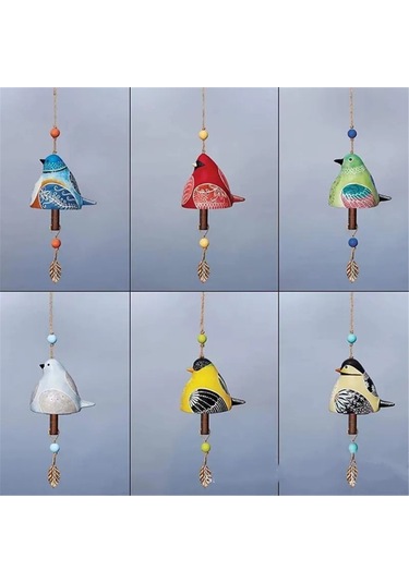 Neevoyu El Yapımı Kırmızı Kuş Resin Zil Çanı Bahçe Ve Ev Dekorasyonu, Rüzgarla Yumuşak Melodi, Dışarıda Ve İçeride Kullanıma Uygun