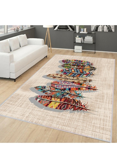 Rovigo Home Dijital Baskı Yıkanabilir Kaymaz Taban Salon Halısı RVG0151-SD561 Çok Renkli