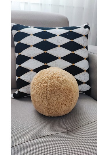 2' Li Top Kırlent / Yastık Büyük Antrasit / Küçük Hardal