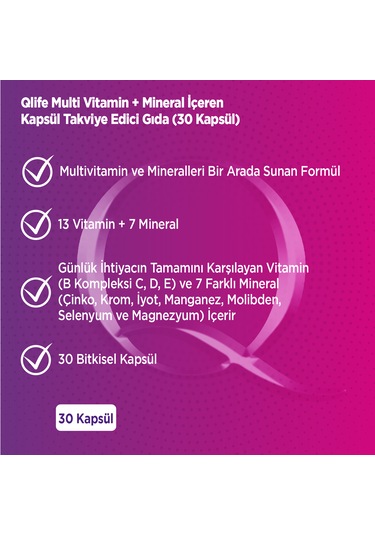 Multivitamin Ve Mineral - 13 Vitamin 7 Mineral 30 Kapsül