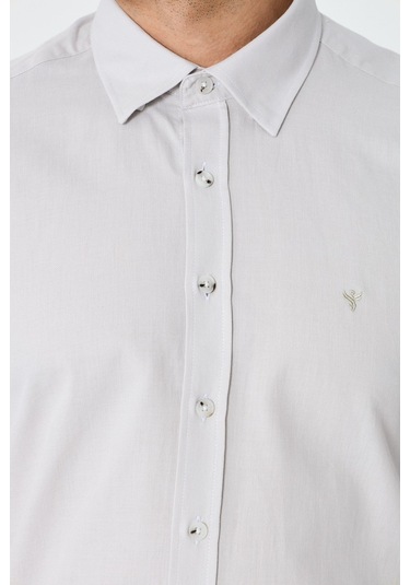 White Stone Ekru %100 Pamuk Dynamic Fit Erkek Günlük Gömlek