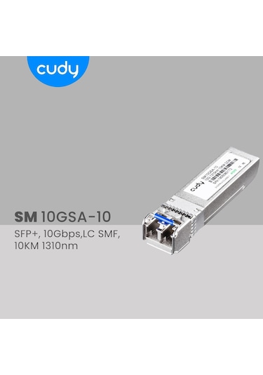 Cudy SM10GSA-10 SFP+ 10Gbps LC SMF 10KM 1310nm Endüstriyel Sfp+ Modül Metal Switch
